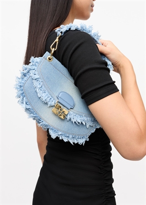 Apo-G taske mini top handle denim raw edge Faded Denim A6520 Ganni 